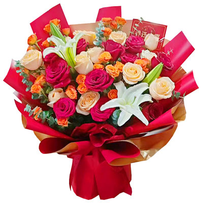 包头19朵玫瑰百合，爱情永不凋零