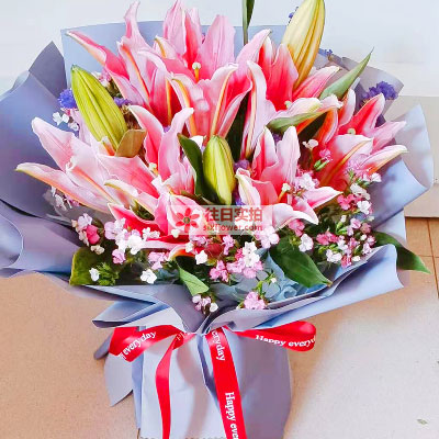 包头6支香水百合，全家幸福快乐